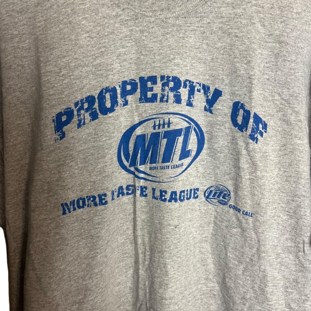 Jerzees Mens XL Tshirt Property of More Taste League Miller Lite Beer Distressed - Picture 2 of 4